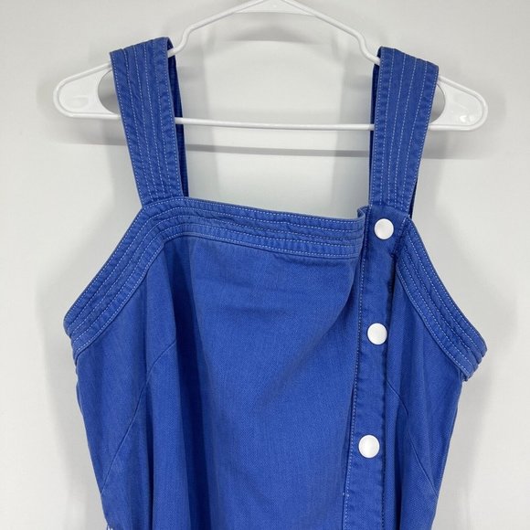 Anthropologie Maeve Elizabeth Dress Blue Button Front Sleeveless - Picture 4 of 12